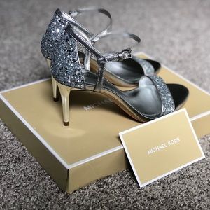 Michael Kors Silver Glitter Stiletto Sandals